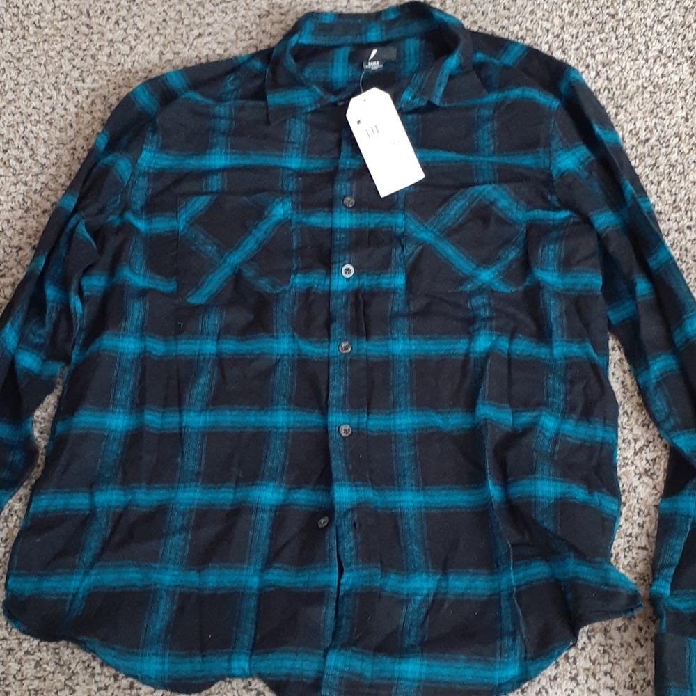 Womens or Mens blue and black flannel